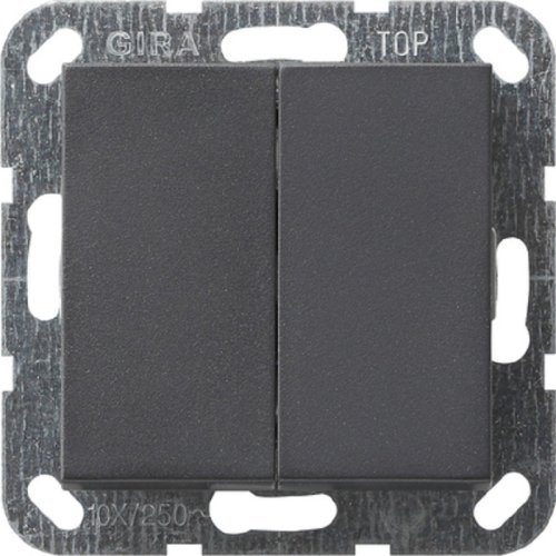 Выключатель кнопочный без рамки Gira System55 2-кл. антрацит фото Выключатель кнопочный без рамки Gira System55 2-кл. антрацит картинка